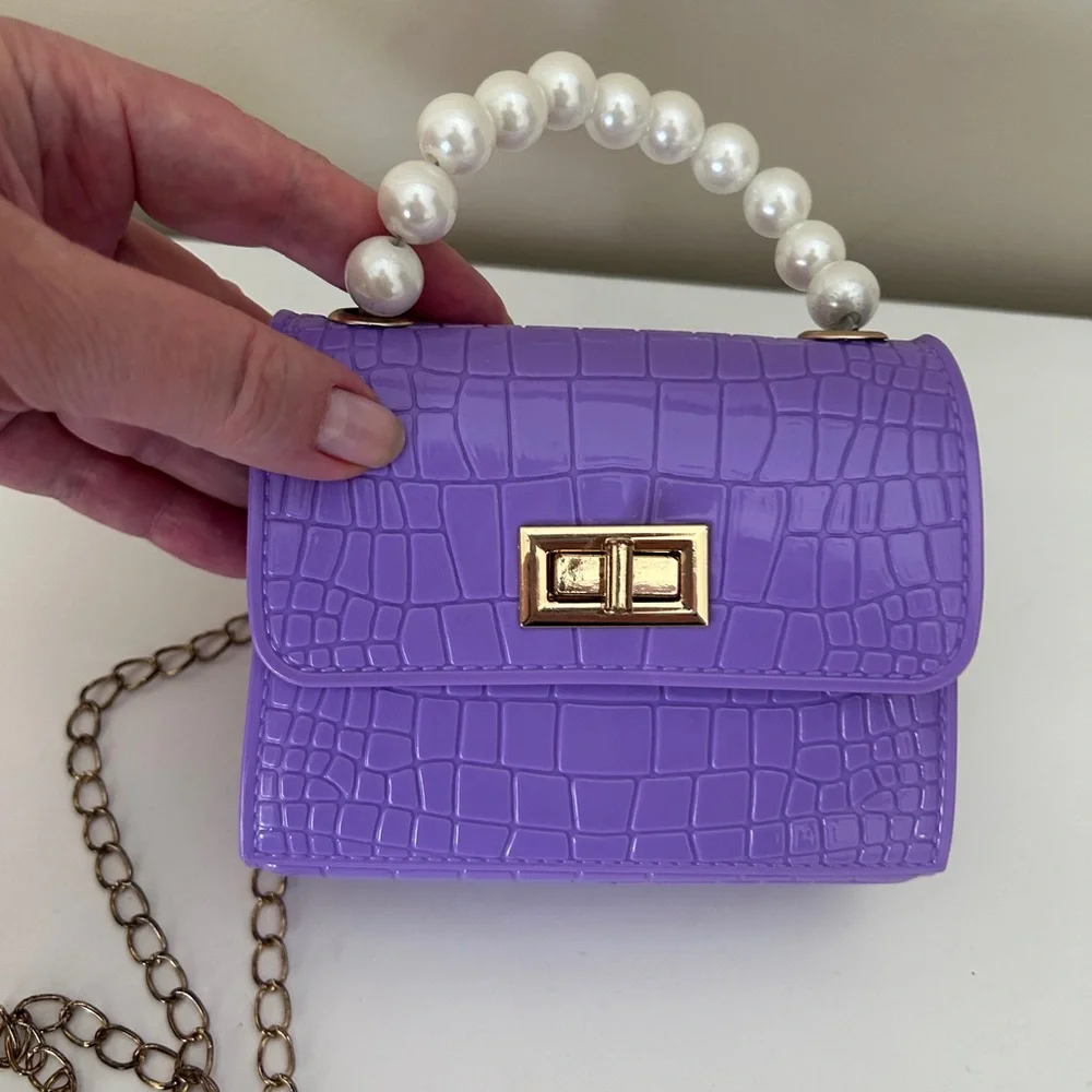 Pearl-Handle Mini Shoulder Bag in Lavender